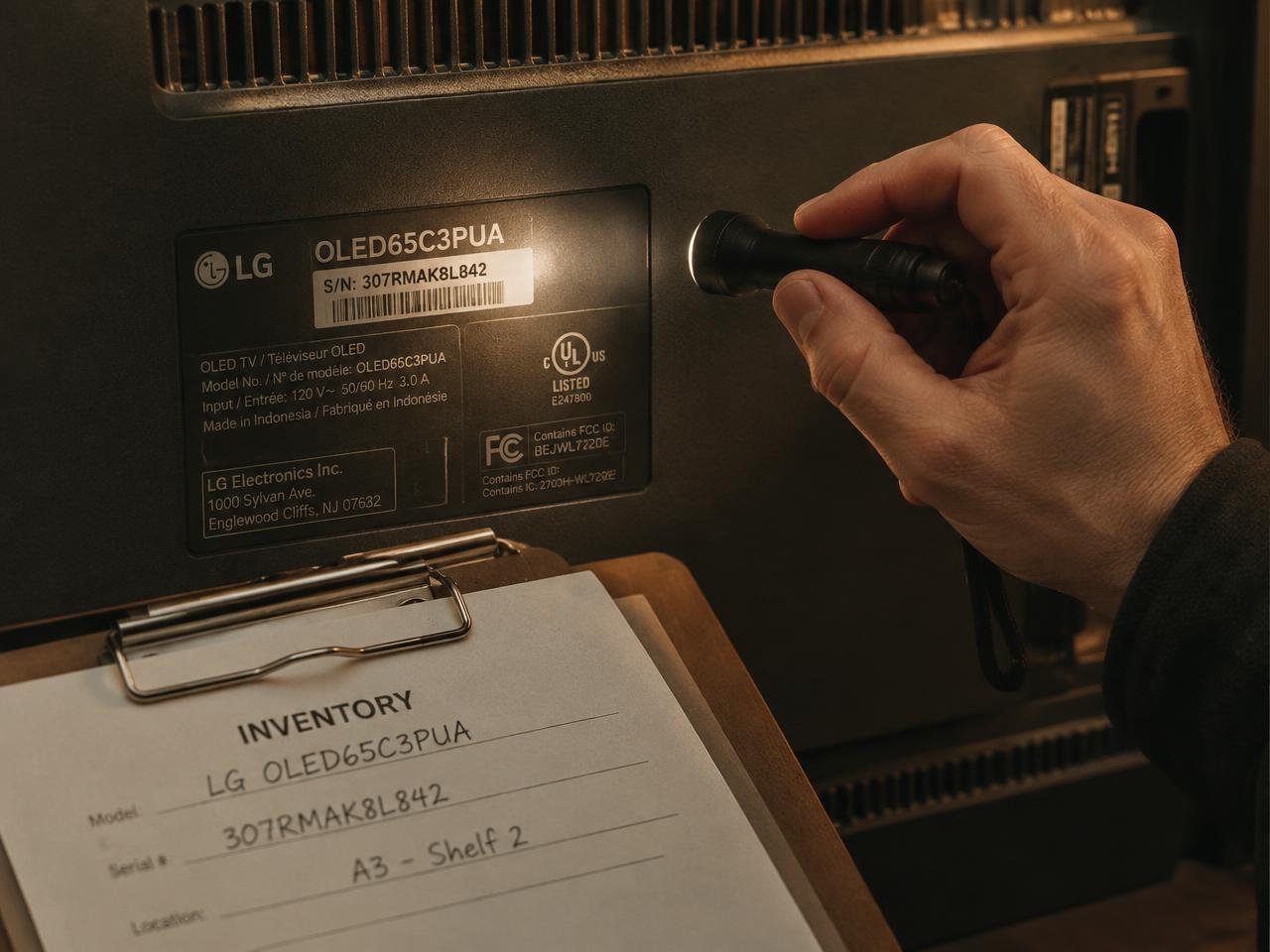 Recording a television serial number during documentation